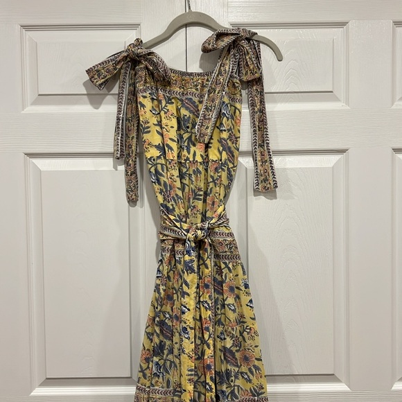 SUE SARTOR Annabel Dress Womens Floral Yellow Blue Size Small - Picture 2 of 10
